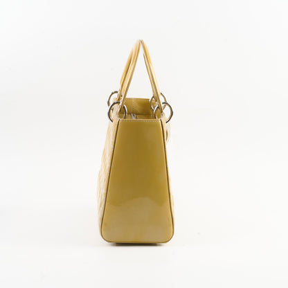 Christian Dior Lady Dior Medium Patent Gold