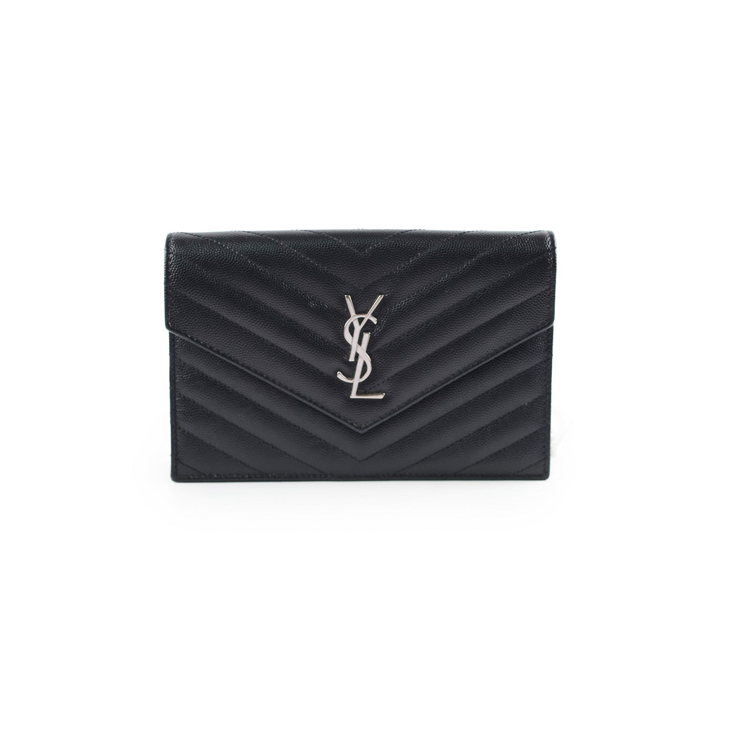 Saint Laurent Cassandre Envelope Wallet on Chain WOC Black