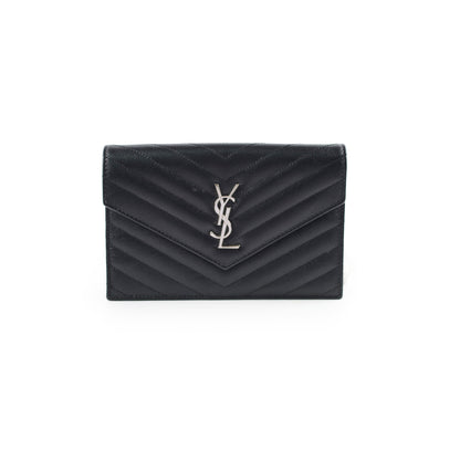 Saint Laurent Cassandre Envelope Wallet on Chain WOC Black