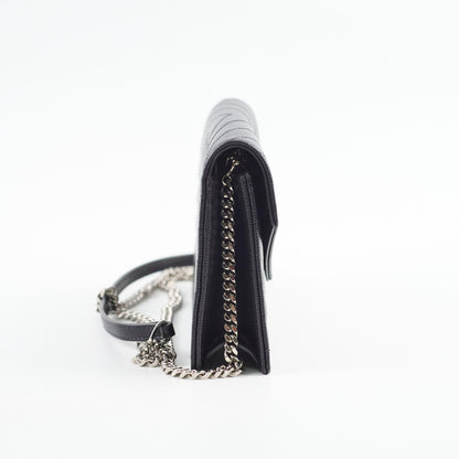 Saint Laurent Cassandre Envelope Wallet on Chain WOC Black