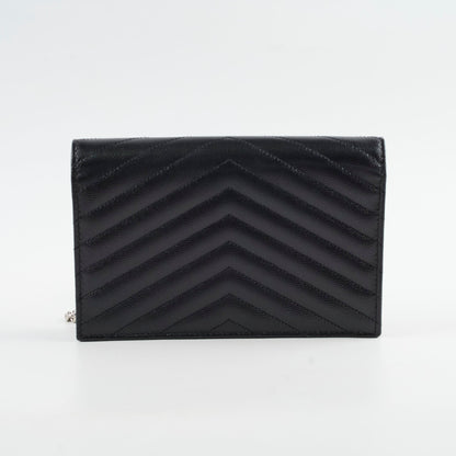 Saint Laurent Cassandre Envelope Wallet on Chain WOC Black