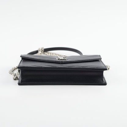 Saint Laurent Cassandre Envelope Wallet on Chain WOC Black