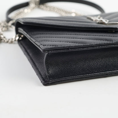 Saint Laurent Cassandre Envelope Wallet on Chain WOC Black