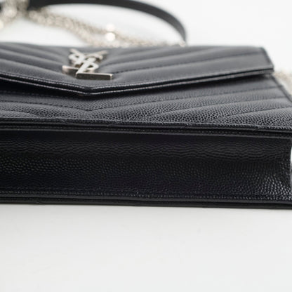 Saint Laurent Cassandre Envelope Wallet on Chain WOC Black