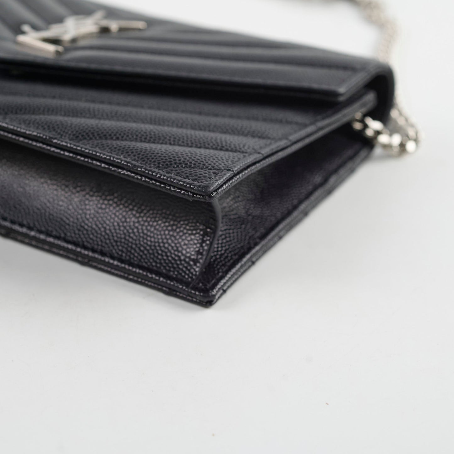 Saint Laurent Cassandre Envelope Wallet on Chain WOC Black