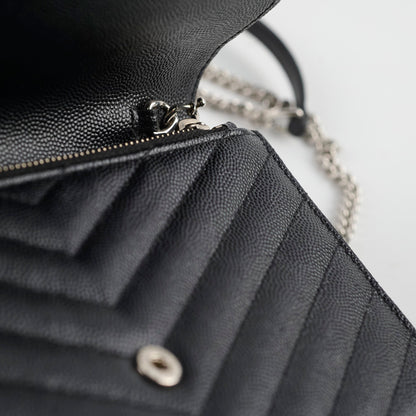 Saint Laurent Cassandre Envelope Wallet on Chain WOC Black