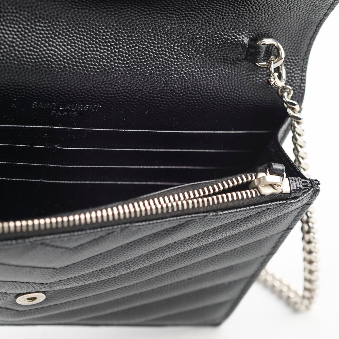 Saint Laurent Cassandre Envelope Wallet on Chain WOC Black