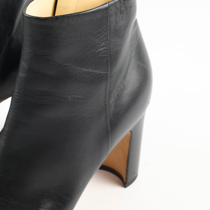 Chanel Women's Leather Open Toe Boots Black  Size 36.5