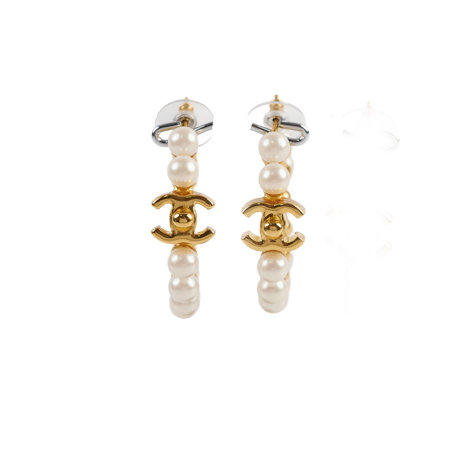 Chanel Multi Pearl Hoop Earrings