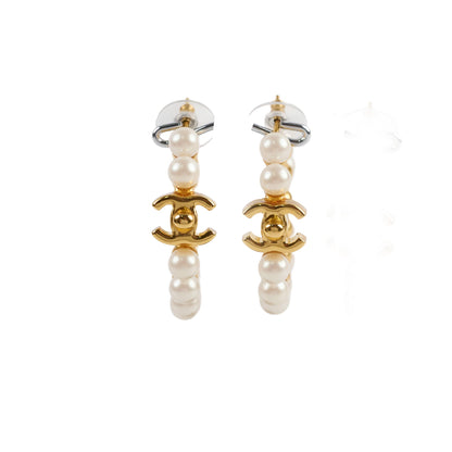 Chanel Multi Pearl Hoop Earrings