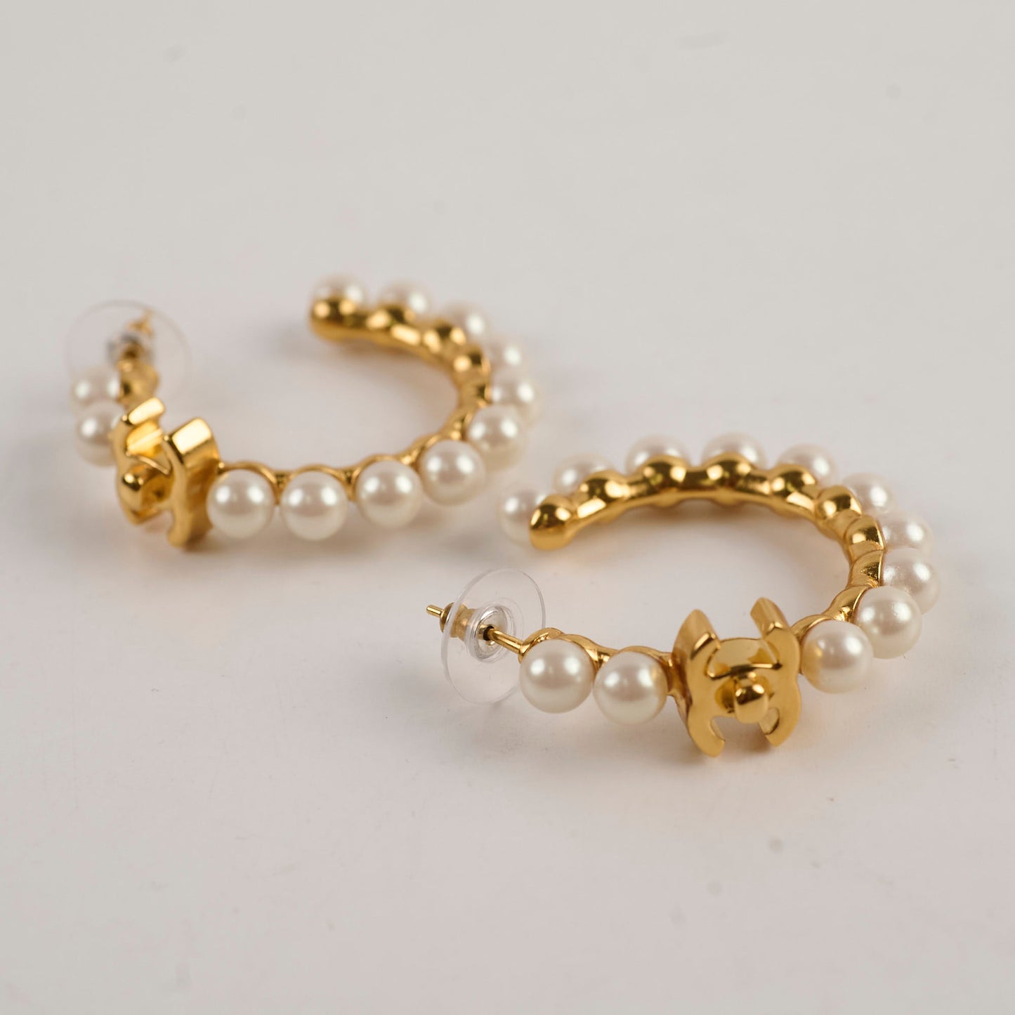 Chanel Multi Pearl Hoop Earrings
