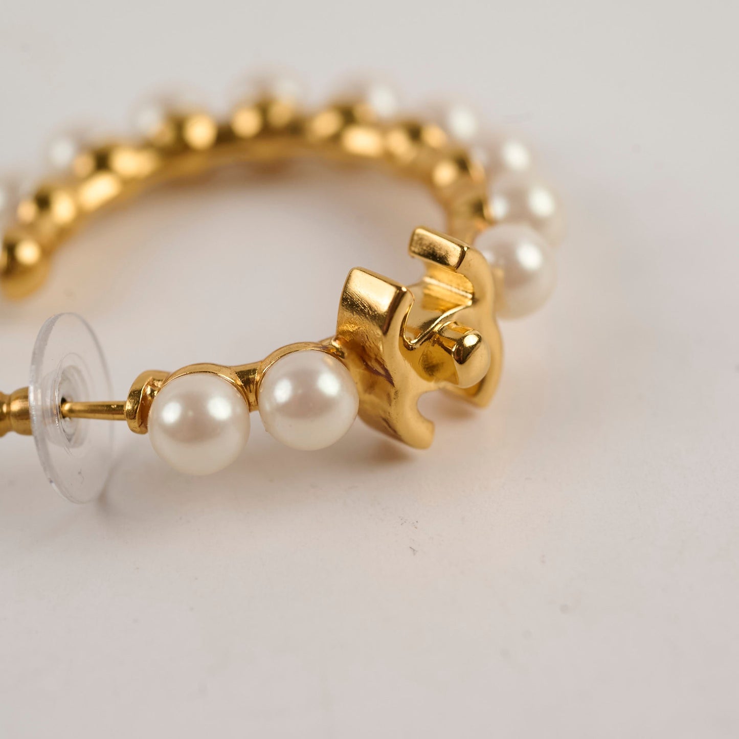 Chanel Multi Pearl Hoop Earrings