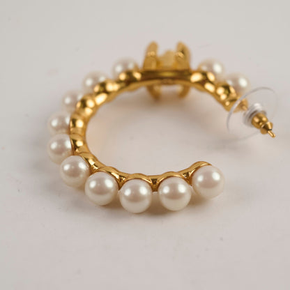 Chanel Multi Pearl Hoop Earrings