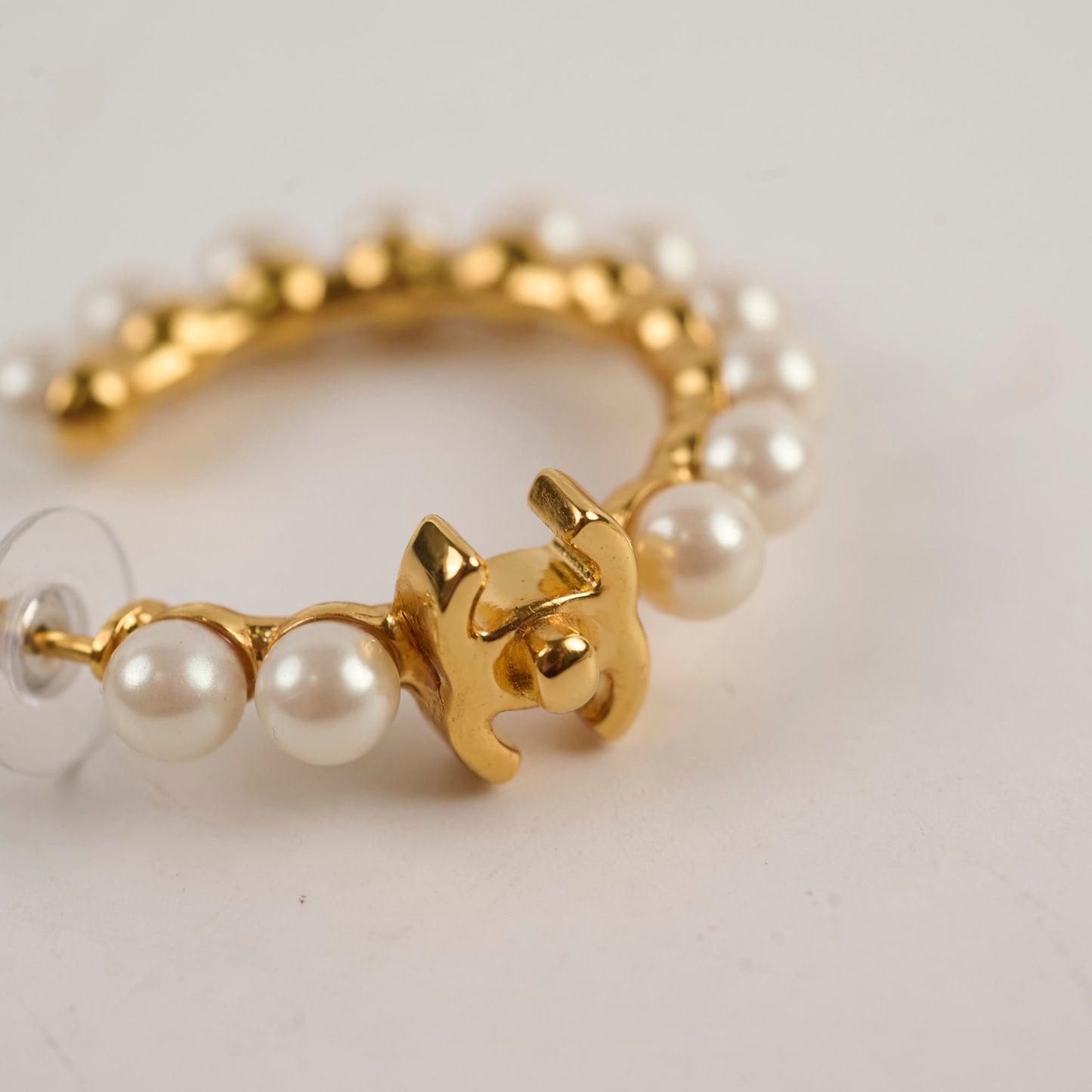 Chanel Multi Pearl Hoop Earrings