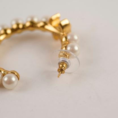 Chanel Multi Pearl Hoop Earrings