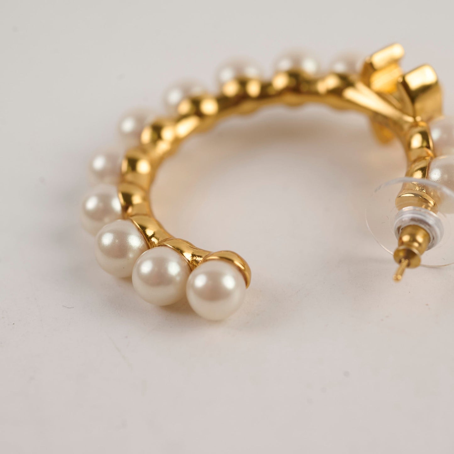 Chanel Multi Pearl Hoop Earrings