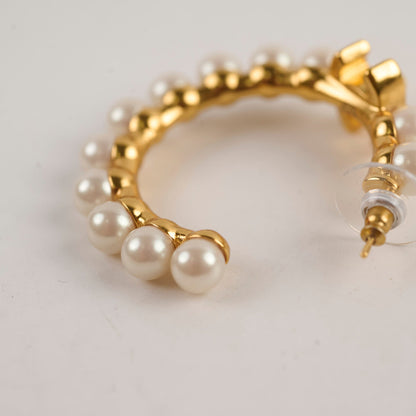 Chanel Multi Pearl Hoop Earrings