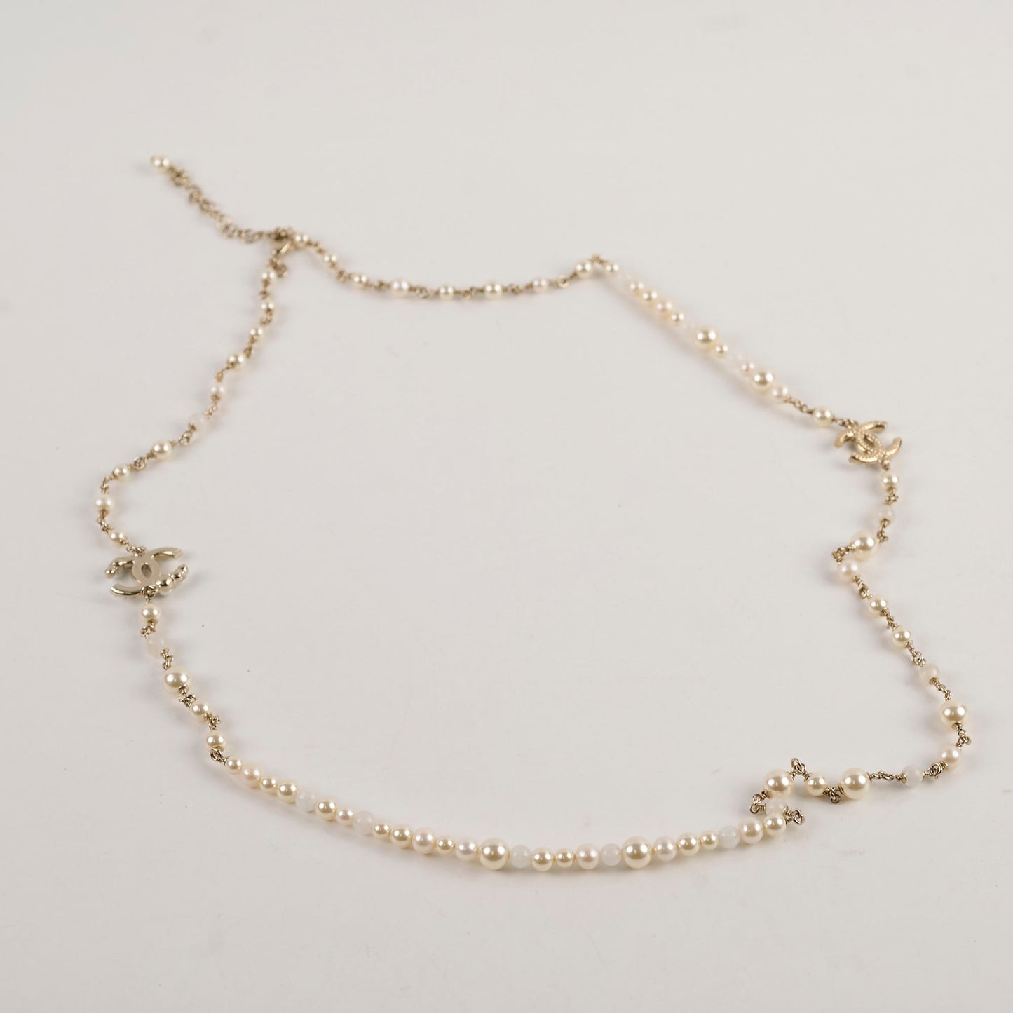 Chanel Long Pearl CC Crystal Necklace