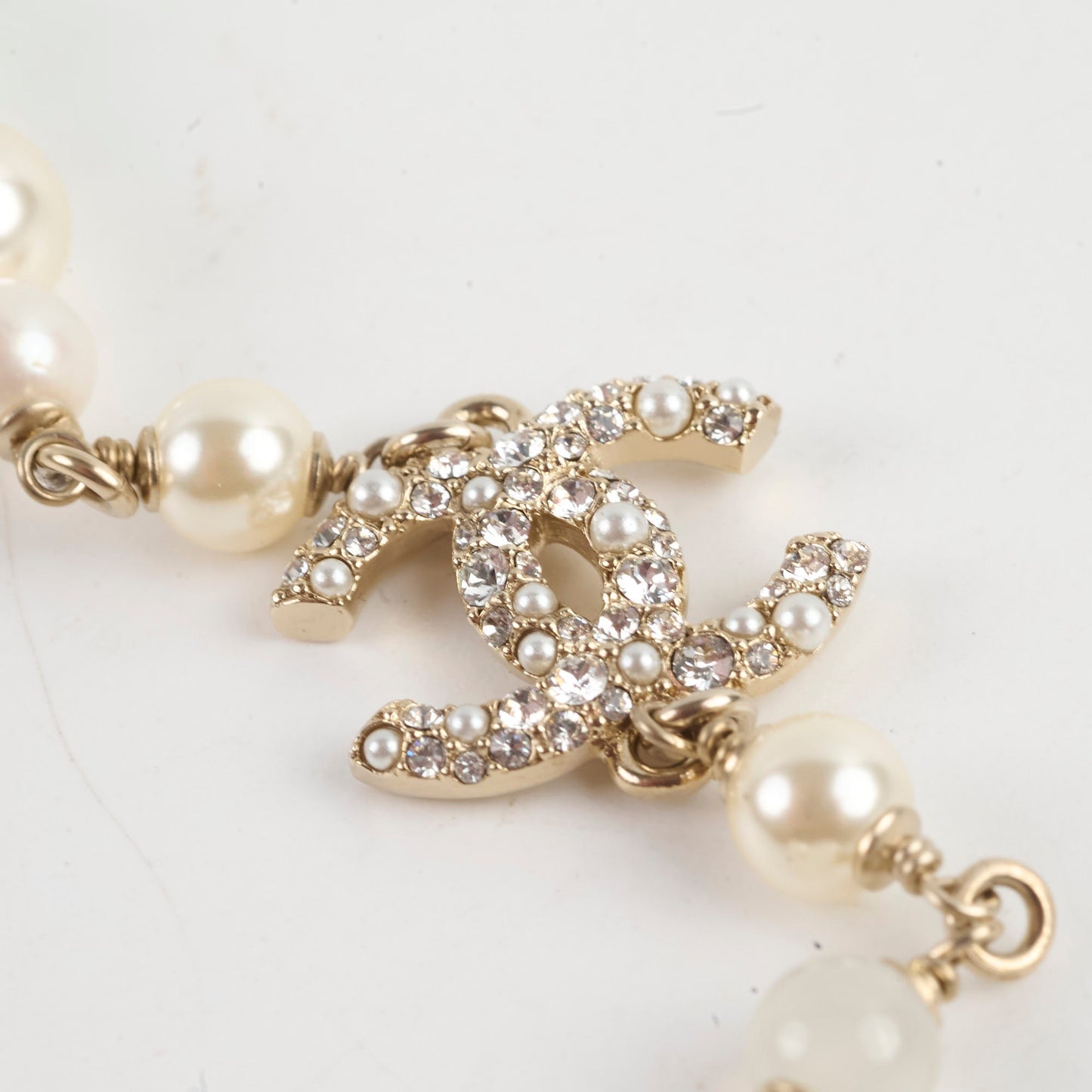 Chanel Long Pearl CC Crystal Necklace