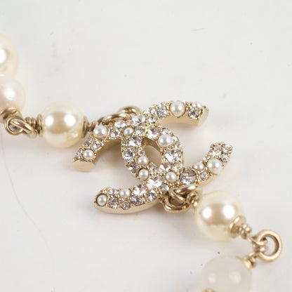 Chanel Long Pearl CC Crystal Necklace