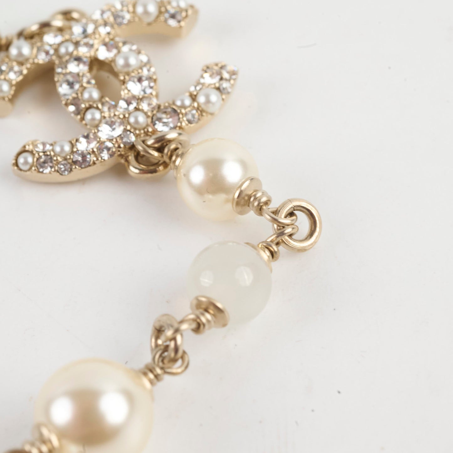 Chanel Long Pearl CC Crystal Necklace