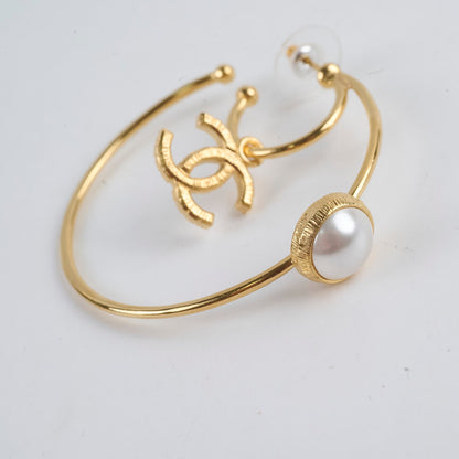Chanel Large Hoop Pearl CC Earrings