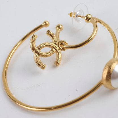 Chanel Large Hoop Pearl CC Earrings