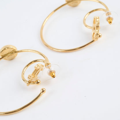 Chanel Large Hoop Pearl CC Earrings