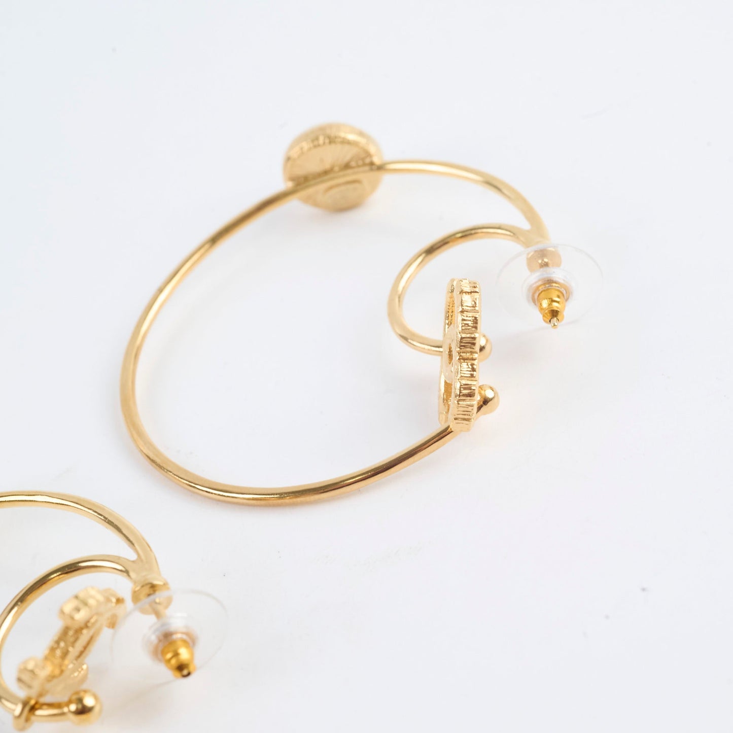 Chanel Large Hoop Pearl CC Earrings