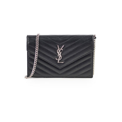 Saint Laurent Cassandre Envelope Wallet on Chain WOC Black