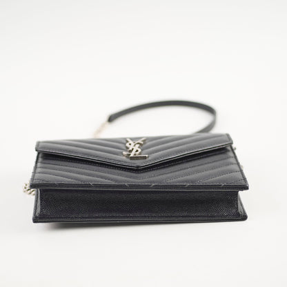 Saint Laurent Cassandre Envelope Wallet on Chain WOC Black