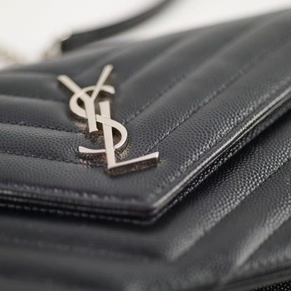 Saint Laurent Cassandre Envelope Wallet on Chain WOC Black