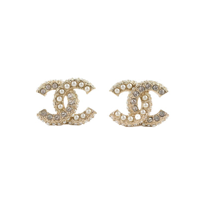 Chanel CC Crystal/Pearl Earrings Costume Jewellery