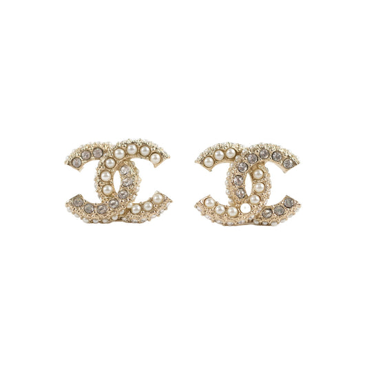 Chanel CC Crystal/Pearl Earrings Costume Jewellery