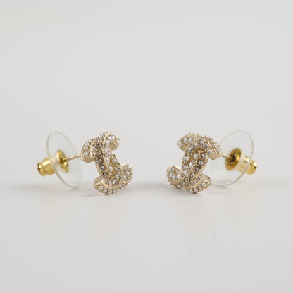 Chanel CC Crystal/Pearl Earrings Costume Jewellery