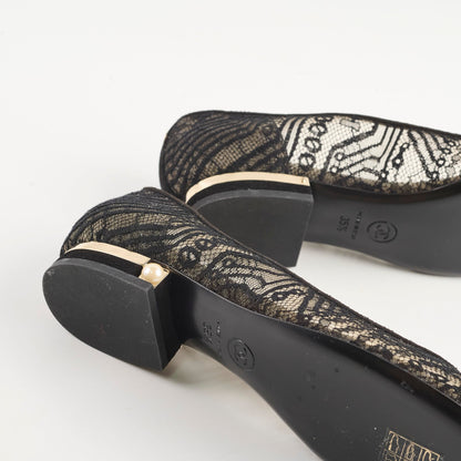 Chanel Lace Ballet Flats Black Size 35.5