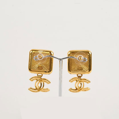 Chanel Square Pearl Drop CC Earrings