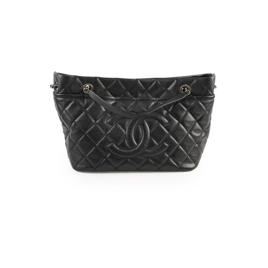 Chanel CC Logo Caviar Black Shoulder Bag - Series 17