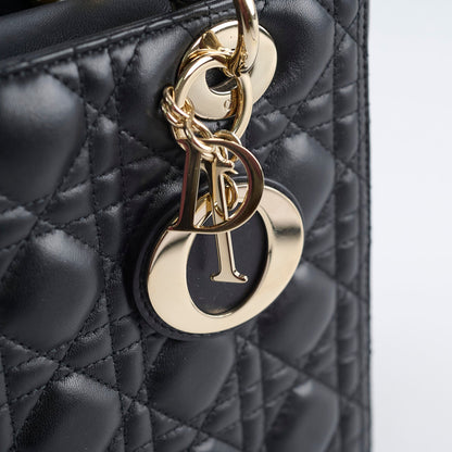 Christian Dior Medium Lambskin Lady Dior Black