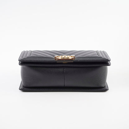 Chanel Boy Old Medium Chevron Caviar Black
