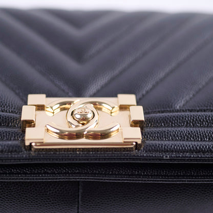 Chanel Boy Old Medium Chevron Caviar Black