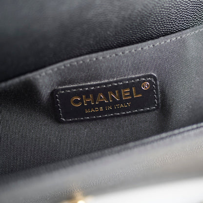 Chanel Boy Old Medium Chevron Caviar Black