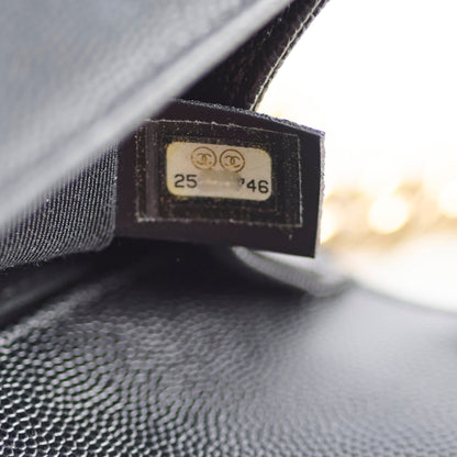 Chanel Boy Old Medium Chevron Caviar Black