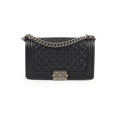 Chanel Old Medium Caviar Boy Black HOLD