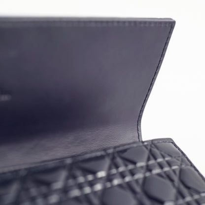 Christian Dior Wallet On Chain WOC Patent Dark Navy