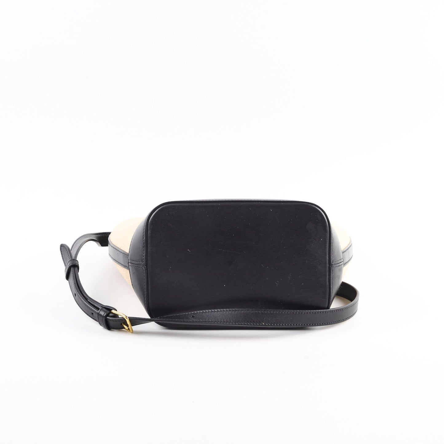 Celine Triiomphe Canvas Calfskin Bucket Bag Beige/Black