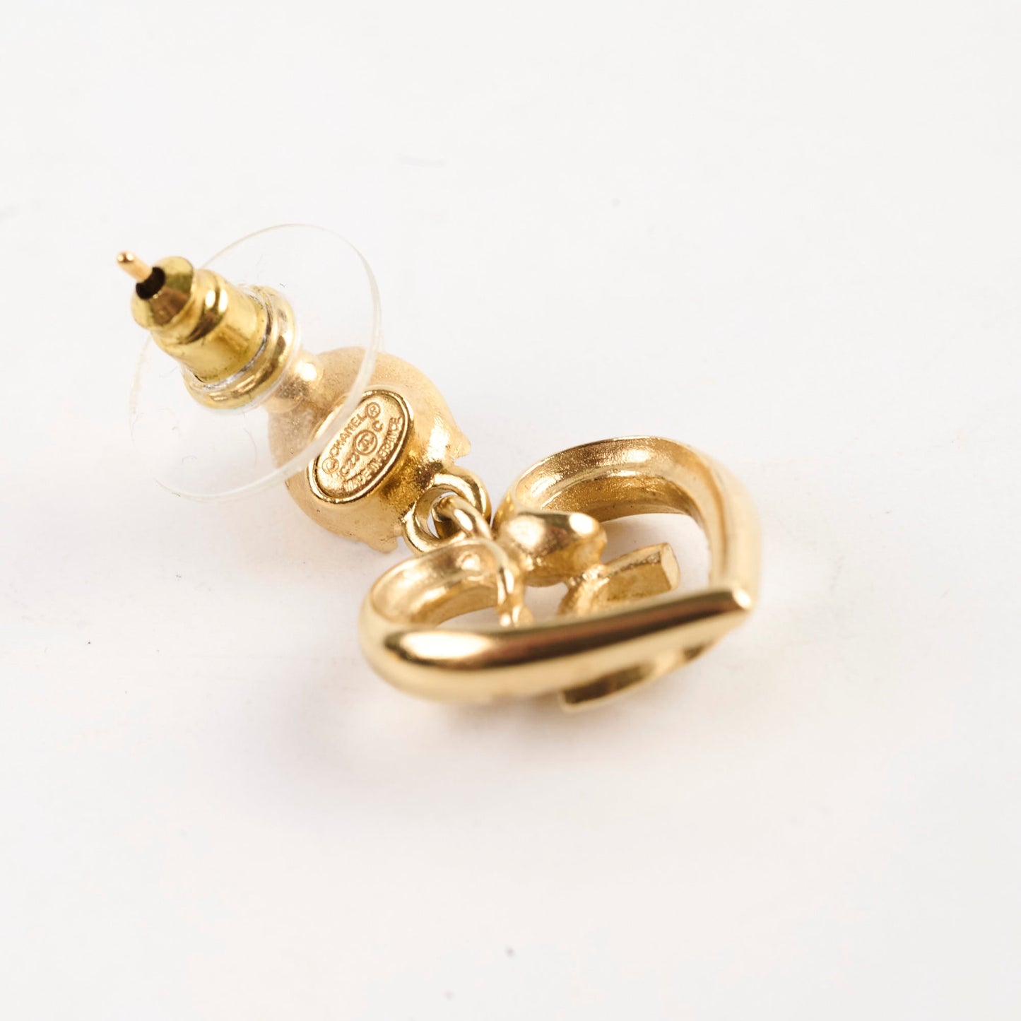 Chanel CC Crystal Heart Drop Earrings