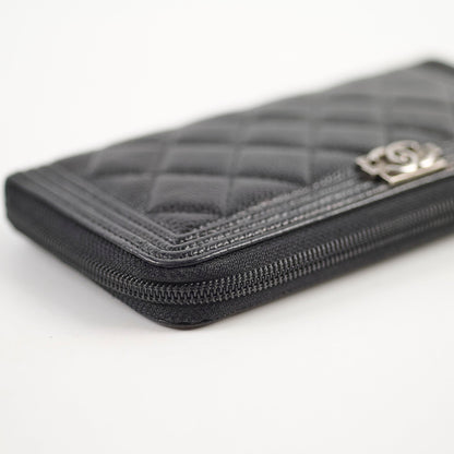 Chanel Boy Caviar Long Wallet Black