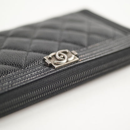 Chanel Boy Caviar Long Wallet Black