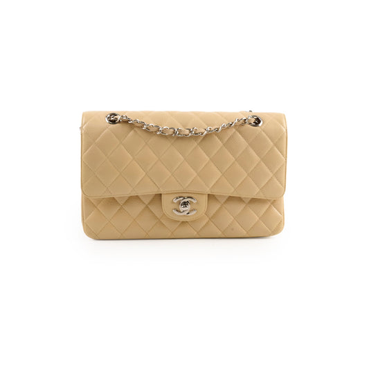 Chanel Medium/Large Caviar Double Classic Flap Beige